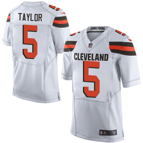 Nike Browns #5 Tyrod Taylor White Men's Stitched NFL Elite Jersey
